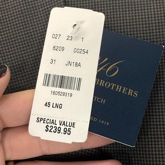 NWT Brooks Brothers Stretch Wool Brown Check Pattern Suit Jacket Size 45L $239 - Picture 9 of 9